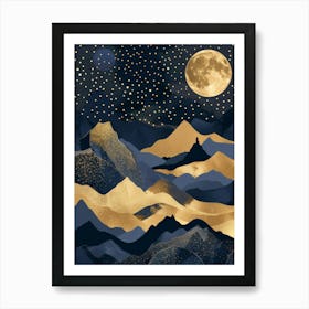 Moonlight In The Mountains 9 Art Print