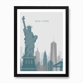 Blue And Grey New York Skyline Art Print