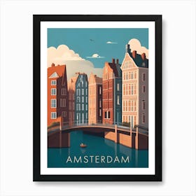 Amsterdam Retro Travel Landscape Art Print