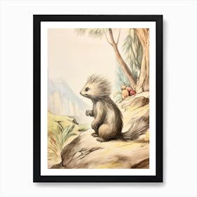 Storybook Animal Watercolour Porcupine 2 Art Print