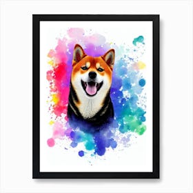 Shiba Inu Rainbow Oil Painting Dog Art Print