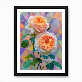 English Roses Painting Rose Geometric 3 Art Print