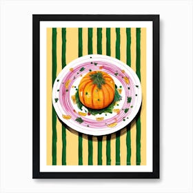 A Plate Of Pumpkins, Autumn Food Illustration Top View 38 Art Print