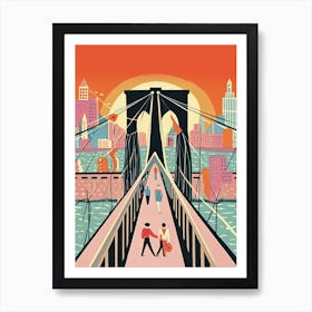 Brooklyn Bridge United States Colourful 2 Art Print