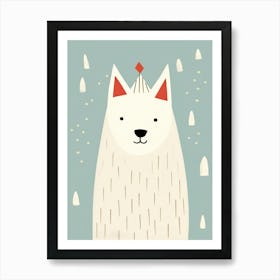 Little Arctic Wolf 3 Wearing A Crown Art Print