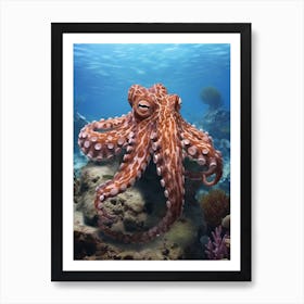 Coconut Octopus Illustration 7 Art Print