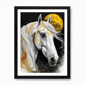 Horse With Moon 1 Art Print