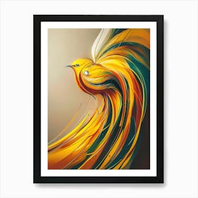 Golden Abstract Bird Art Print