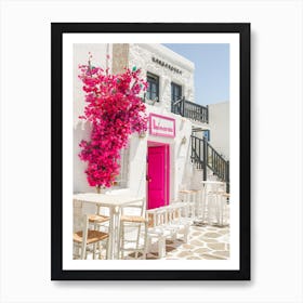 Greek Island Café Art Print