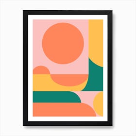 Retro Shapes In Orange 2 Art Print