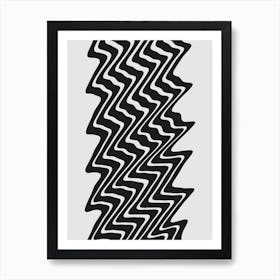 Black And White Wavy Lines Art Print