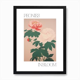 Peonies In Bloom Flowers Bold Illustration 1 Art Print