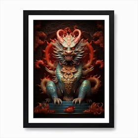 Chinese Dragon Symbolism Illustration 3 Art Print