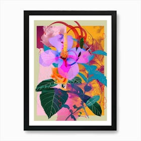 Portulaca 2 Neon Flower Collage Art Print