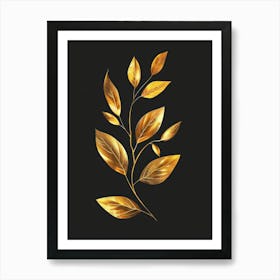 Gold Leaf On Black Background 1 Art Print