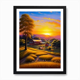 Sunset On The Farm Art Print