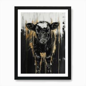 Black And Gold Cow Art Print