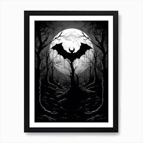 Silhouette Of Bats  Illustration 6 Art Print