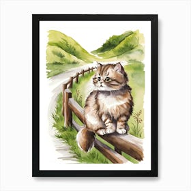 Cat On Fence Art Print