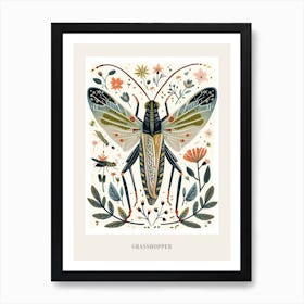 Colourful Insect Illustration Grasshopper 8 Poster Art Print