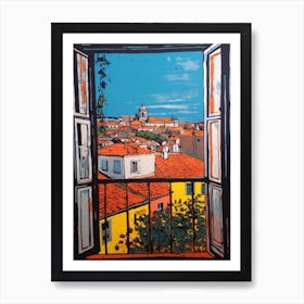 Window View Of Lisbon Portugal In The Style Of Pop Art 4 Art Print