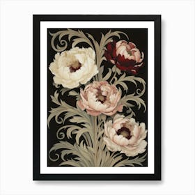 Peonies William Morris Style 13 Art Print