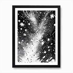 Falling, Snowflakes, Black & White 1 Art Print