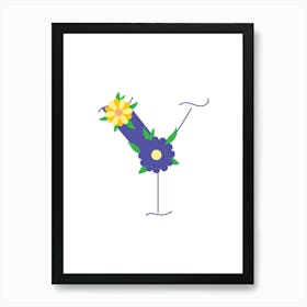 Living Room Floral Letters Purple 25 Art Print