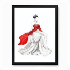 Chinese Woman, lineart 1 Art Print
