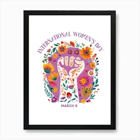 International Women's Day Floral Fist Inspire Inclusion Art Print