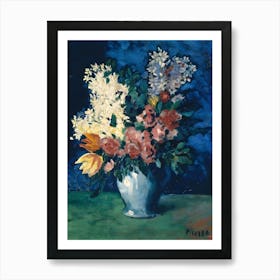 Flowers In A Blue Vase by Pablo Picasso Art Print