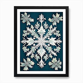 Winter Snowflake Pattern, Snowflakes, Vintage Botanical 1 Art Print