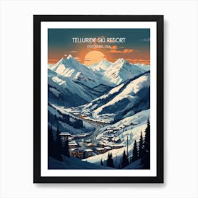 Poster Of Telluride Ski Resort   Colorado, Usa, Ski Resort Illustration 3 Art Print