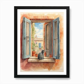 Cat In The Window Art Print