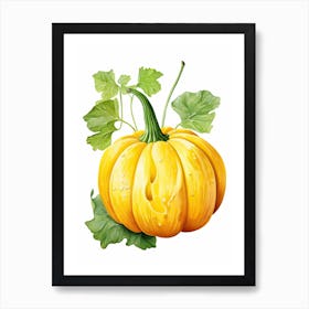 Delicata Squash Pumpkin Watercolour Illustration 4 Art Print