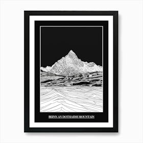 Beinn An Dothaidh Mountain Line Drawing 2 Poster Art Print