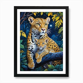 Leopard And Cub Art Print