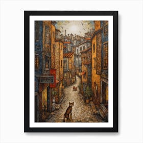 Painting Of Rome With A Cat In The Style Of Renaissance, Da Vinci 3 Art Print