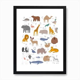 Animal Alphabet White Art Print