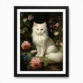 White Cat Rococo Style 7 Art Print