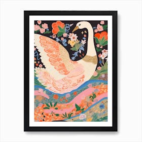 Maximalist Bird Painting Swan 2 Art Print