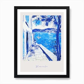 Korcula Croatia Mediterranean Blue Drawing Poster Art Print