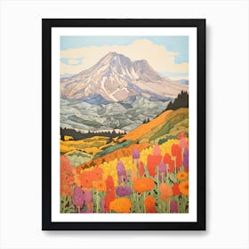 Mount St Helens United States 5 Colourful Mountain Illustration Art Print