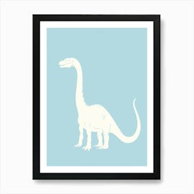 Pastel Blue Dinosaur Silhouette 2 Art Print