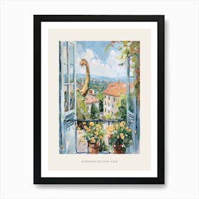 Dinosaur & The Balcony Painting 1 Poster Art Print