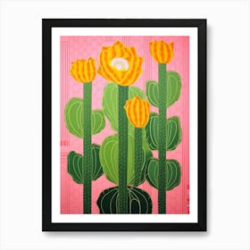 Mexican Style Cactus Illustration Nopal Cactus 3 Art Print