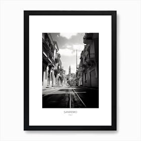 Poster Of Sanremo, Italy, Black And White Photo 2 Art Print