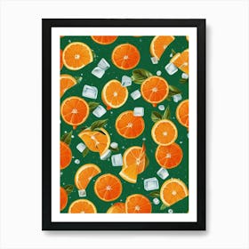 Aperol Spritz Pattern Cocktail Oranges Kitchen Art Art Print (8) Art Print