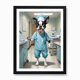 Boston Terrier Doctor-Reimagined 2 Art Print