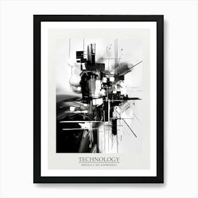 Technology Abstract Black And White 4 Poster Art Print